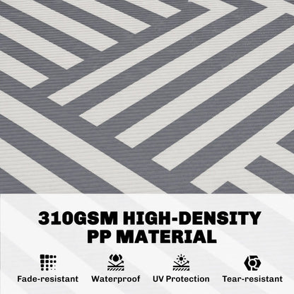 Reversible Outdoor RV Rug, Patio Floor Mat, 6' x 9', Grey and Cream Garden Decor at Gallery Canada