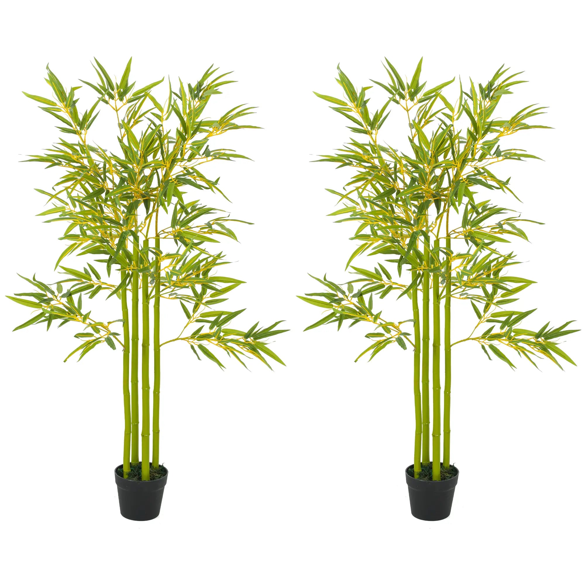 4FT Artificial Bamboo Tree Set Of 2, Faux Plant In Nursery Pot Artificial Trees Green at Gallery Canada