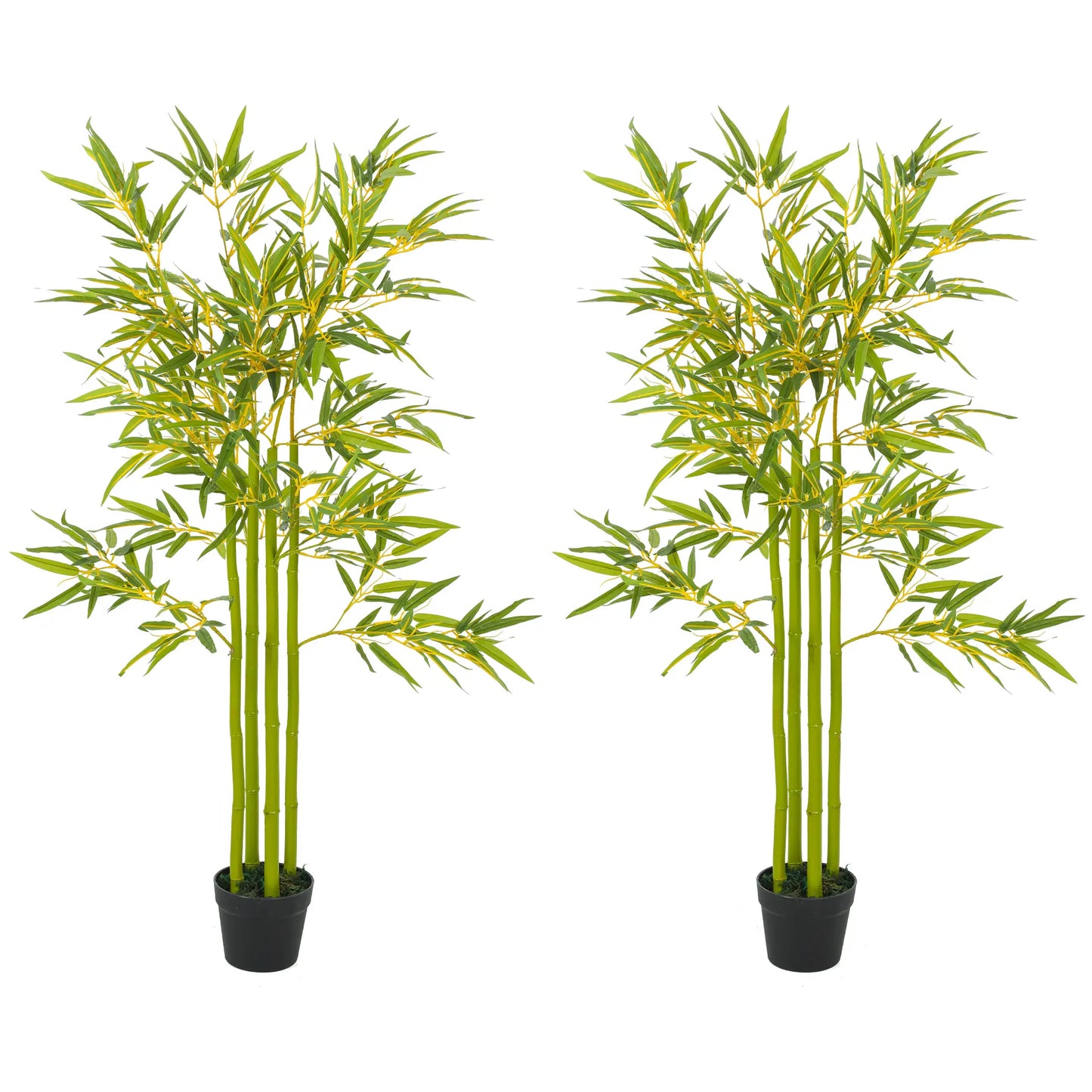 4FT Artificial Bamboo Tree Set Of 2, Faux Plant In Nursery Pot Artificial Trees Green at Gallery Canada