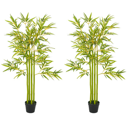4FT Artificial Bamboo Tree Set Of 2, Faux Plant In Nursery Pot Artificial Trees Green at Gallery Canada