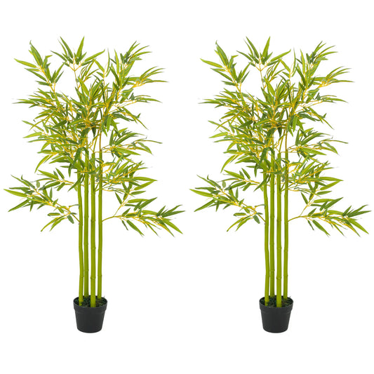 4FT Artificial Bamboo Tree Set Of 2, Faux Plant In Nursery Pot Artificial Trees Green at Gallery Canada