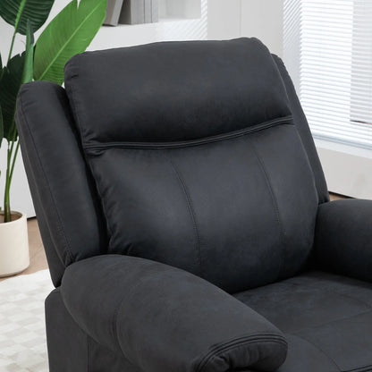 Manual Recliner Chair with Vibration Massage, Side Pockets, Microfibre Reclining Chair for Living Room, Black Single Sofas at Gallery Canada