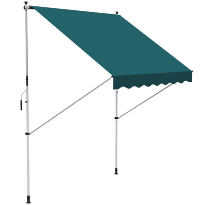 6.6'x5' Manual Retractable Patio Awning, Sun Shade, Water Resistant, Green Door Awnings Green at Gallery Canada