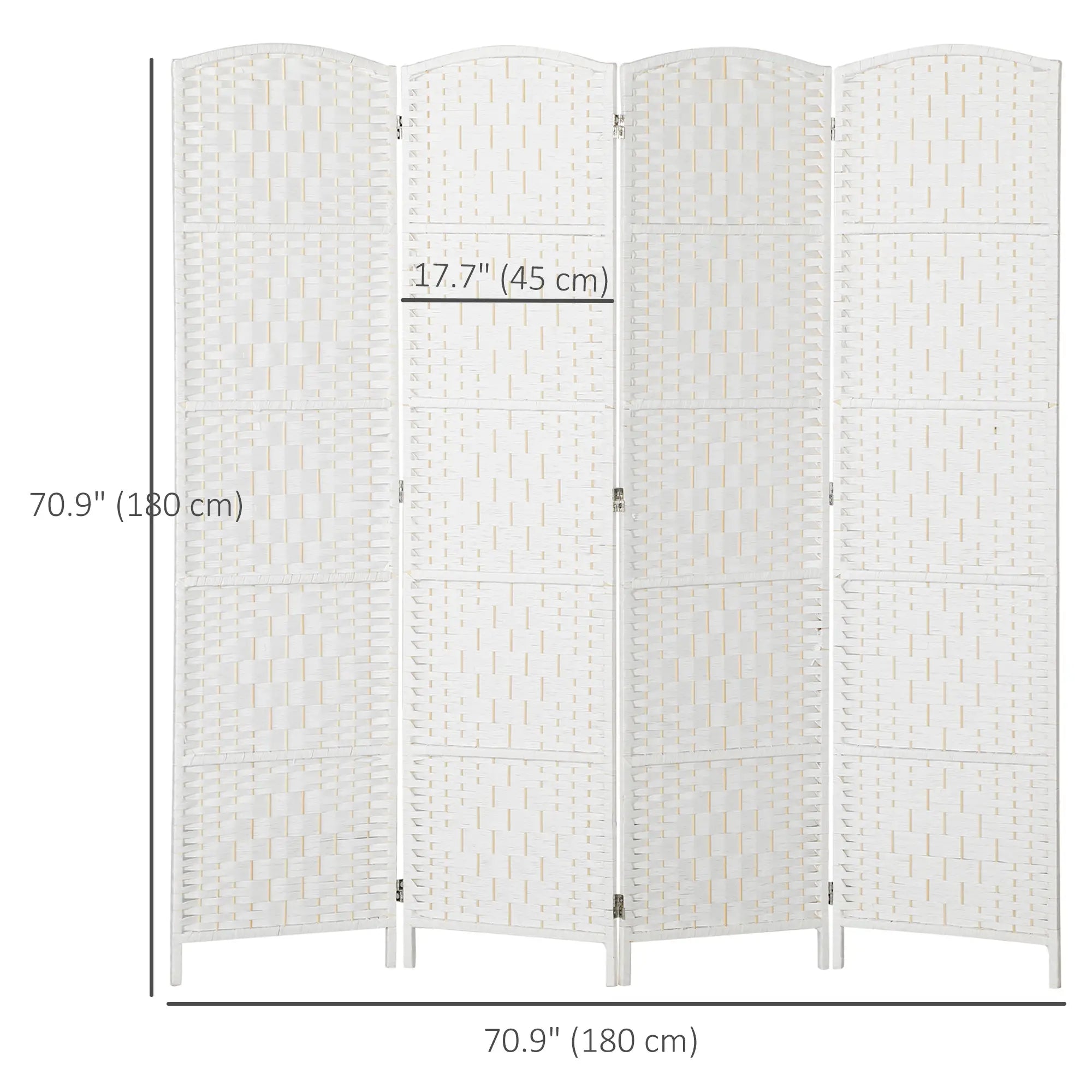 6ft 4-Panel Folding Room Divider, Wooden Frame, White Room Dividers at Gallery Canada