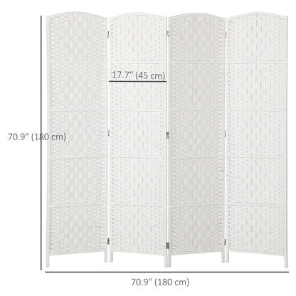 6ft 4-Panel Folding Room Divider, Wooden Frame, White Room Dividers at Gallery Canada