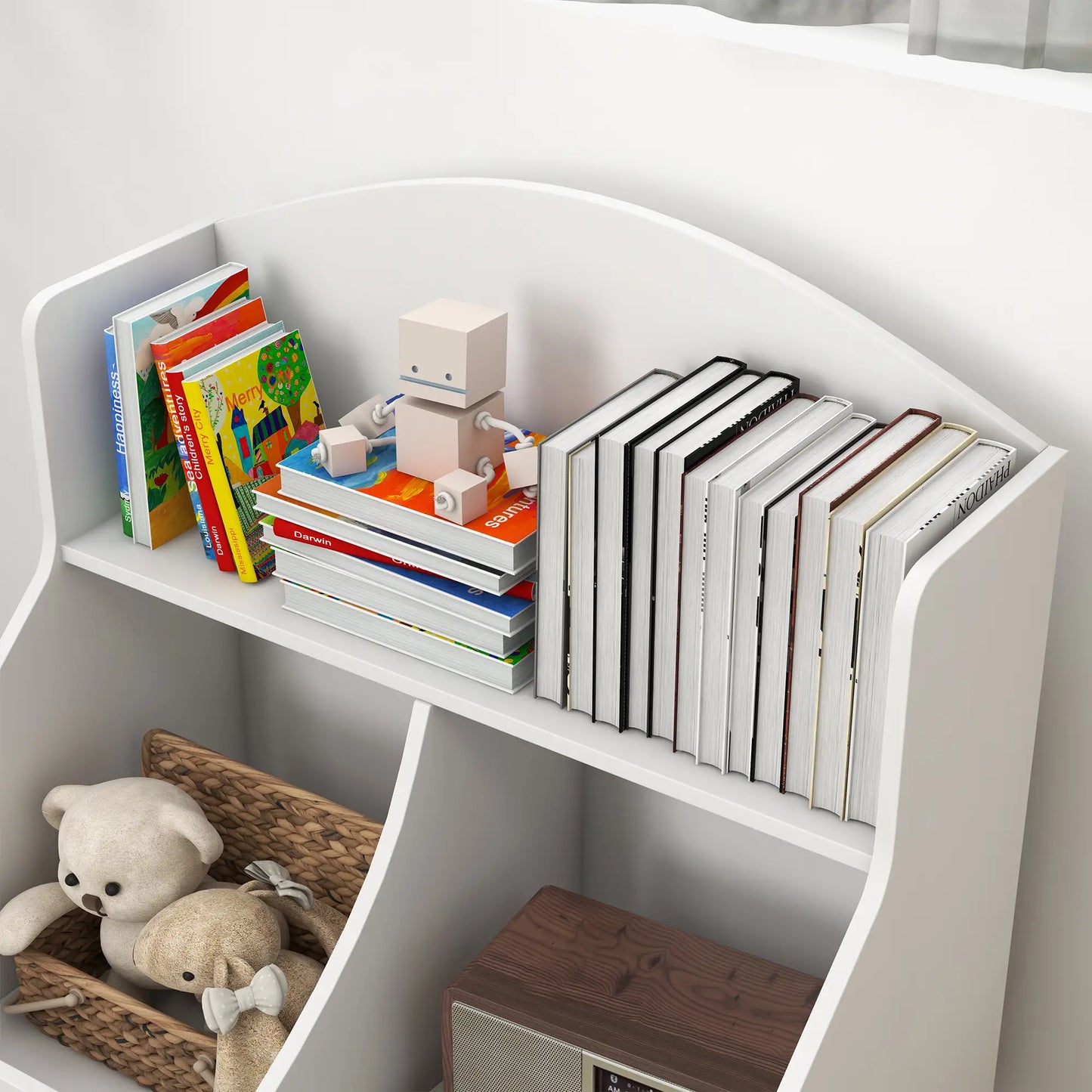3 Tier Kids Bookcase with Drawer, 2 Storage Compartments, White Baby & Kids Storage at Gallery Canada