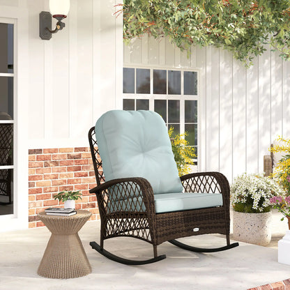 Wicker Rattan Rocking Chair, With Thick Cushions, Light Green Outdoor Rocking Chairs at Gallery Canada