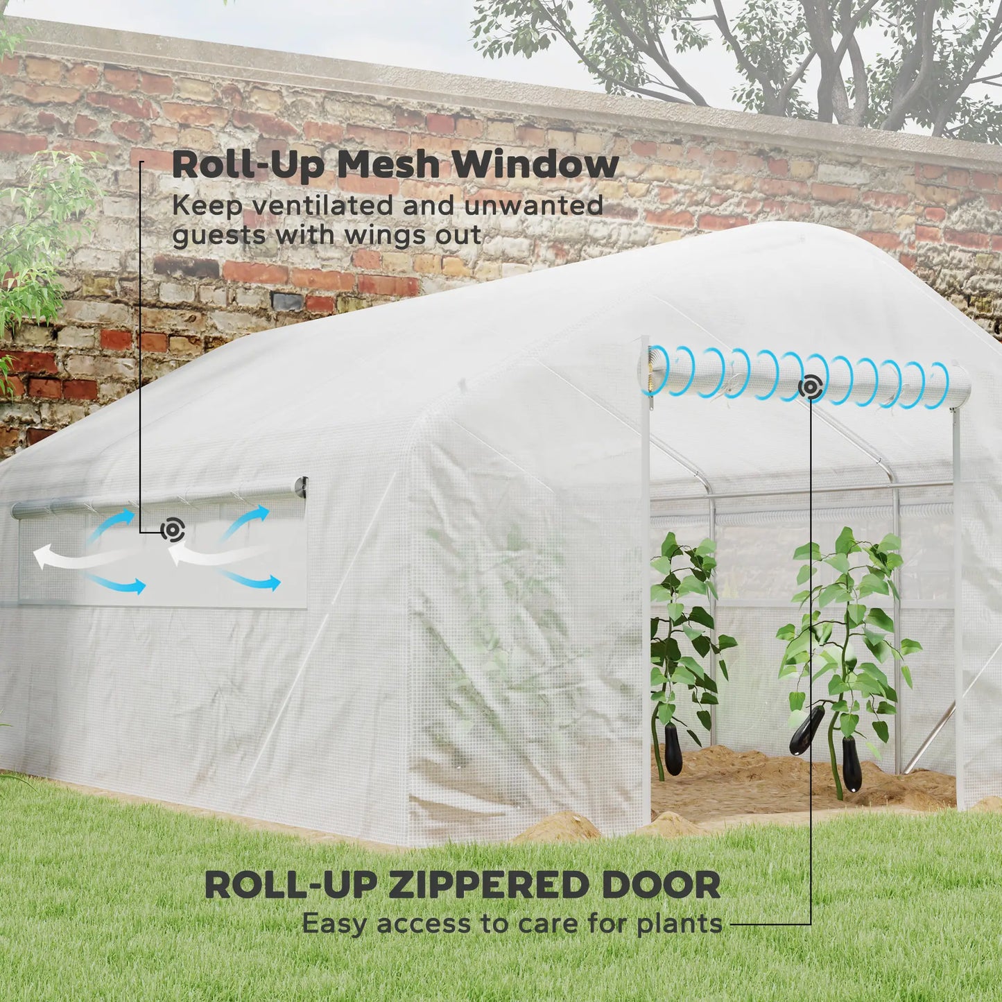 Walk-in Tunnel Greenhouse, Galvanized Steel Frame, 13' x 10' x 6.5', White Tunnel Greenhouses at Gallery Canada