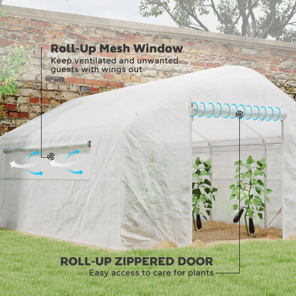 Walk-in Tunnel Greenhouse, Galvanized Steel Frame, 13' x 10' x 6.5', White Tunnel Greenhouses at Gallery Canada