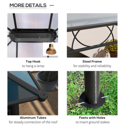 13' x 10' Polycarbonate Hardtop Gazebo, Aluminum Frame, Dark Grey Gazebos at Gallery Canada