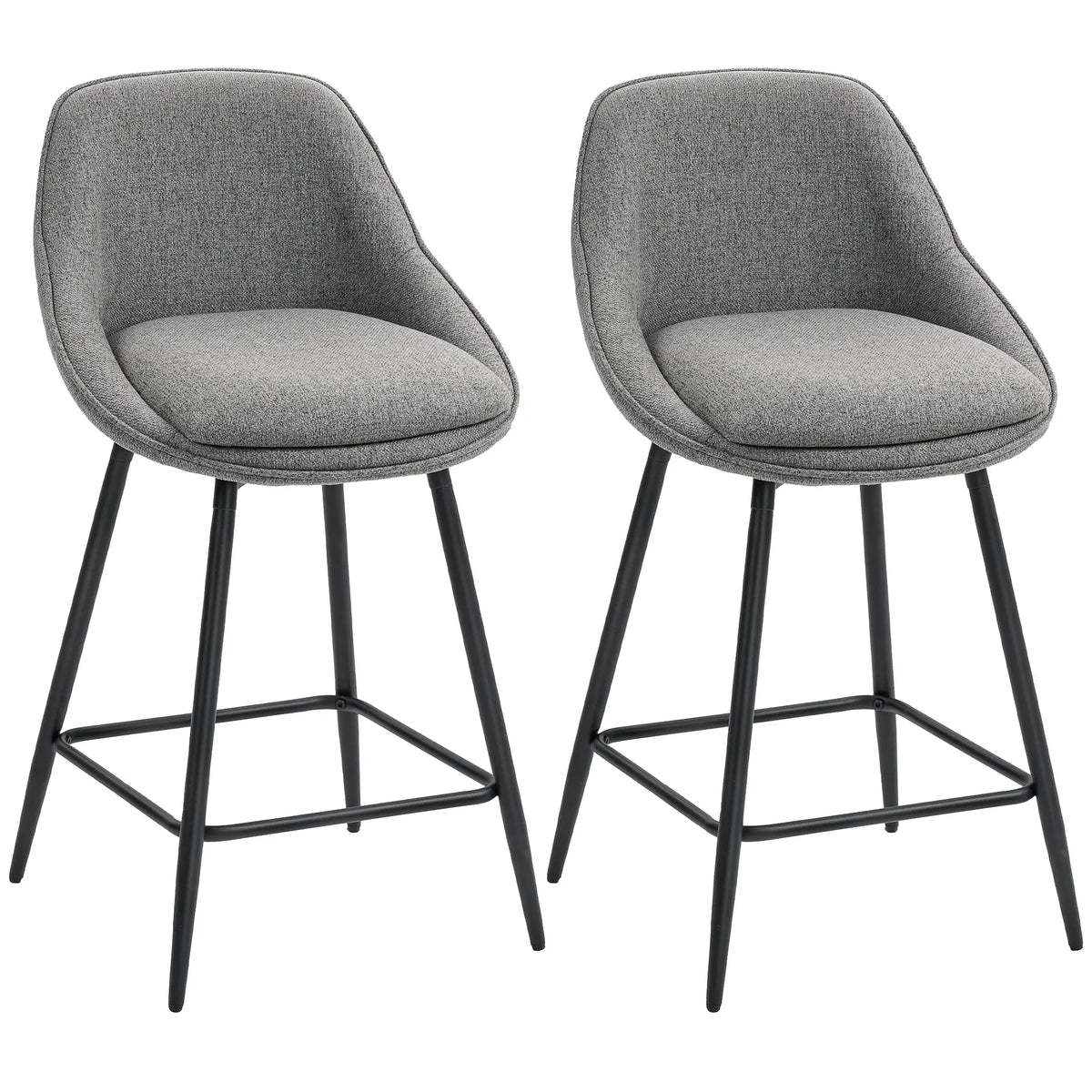 26" Counter Height Barstools Set of 2, Upholstered Swivel Bar Stools, Dark Grey Bar Stools Dark Grey at Gallery Canada