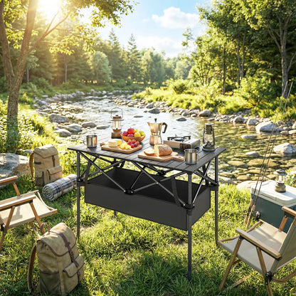 3ft Folding Camping Table, With Mesh Storage Net, Black Picnic Tables & Camping Chairs at Gallery Canada