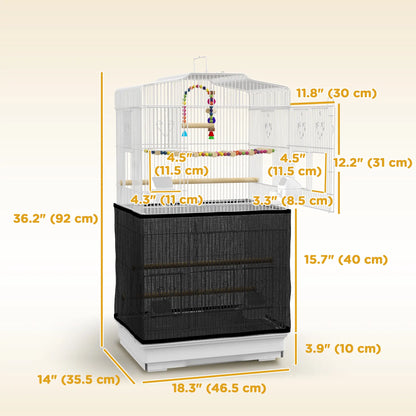 36" Bird Cage with Accessories, Handle, Mesh Cover, Tray, White Bird Cages at Gallery Canada