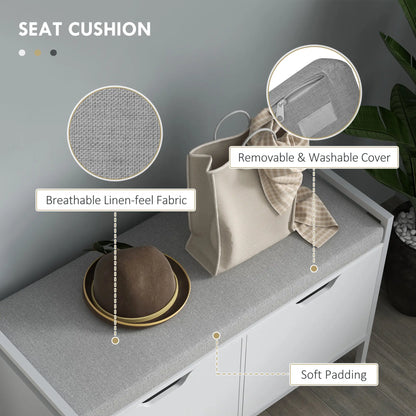 Shoe Storage Bench with Seat Cushion, Hallway Cabinet, 352lbs, White Shoe Storage Cabinets & Racks at Gallery Canada