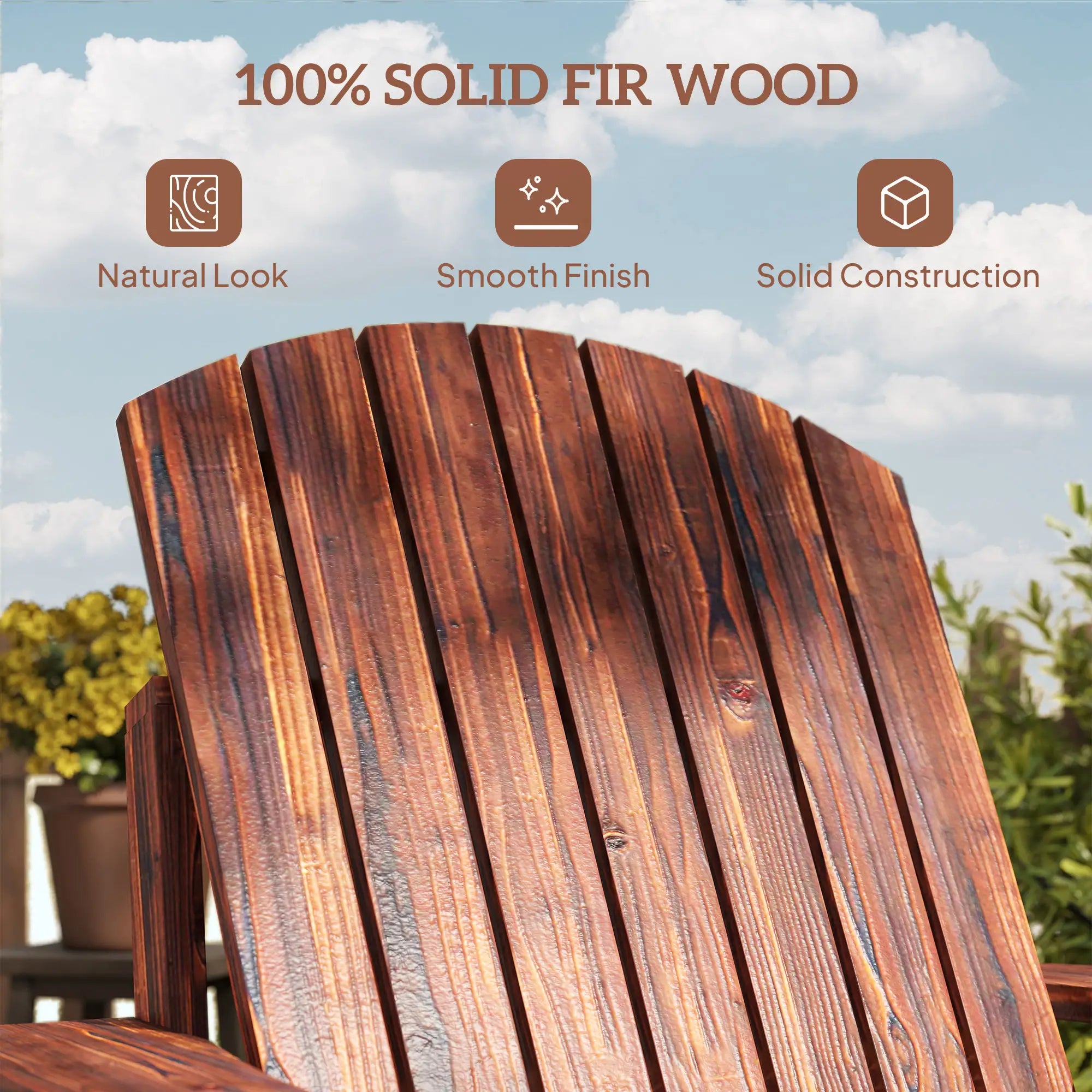 Classic Adirondack Chair, Garden Deck Chair with Cup Holder, Brown Patio Chairs at Gallery Canada