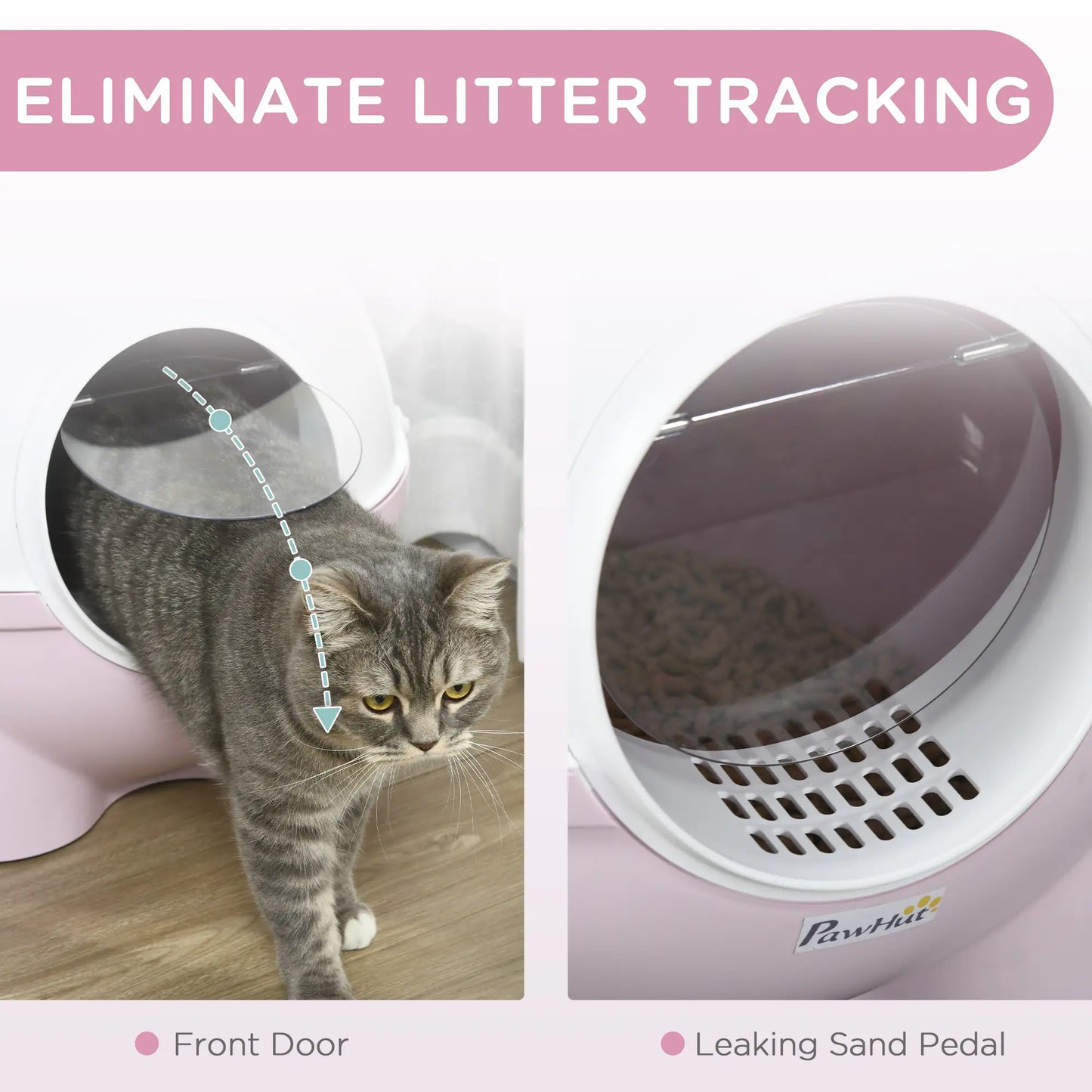 Enclosed Cat Litter Box, Large, with Lid, Scoop, Leak Proof Pedal, Pink Cat Litter Box Enclosures at Gallery Canada