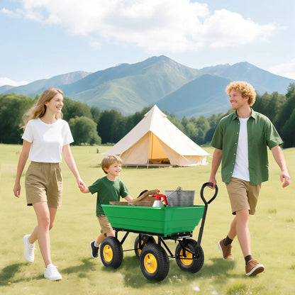 Heavy Duty Garden Dump Cart, 440lbs, Steel Frame, 10'' Pneumatic Tires, Green Folding Garden Carts at Gallery Canada