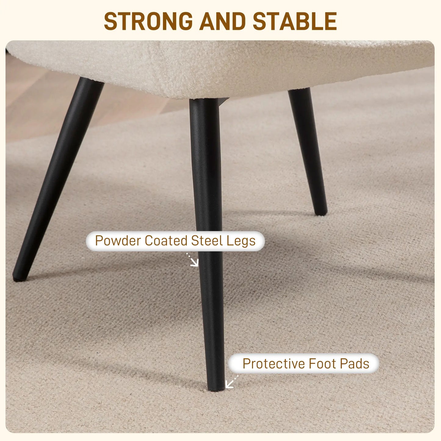 Sherpa Accent Chair, Upholstered Armchair, Fluffy Wingback, Cream White Accent Chairs at Gallery Canada