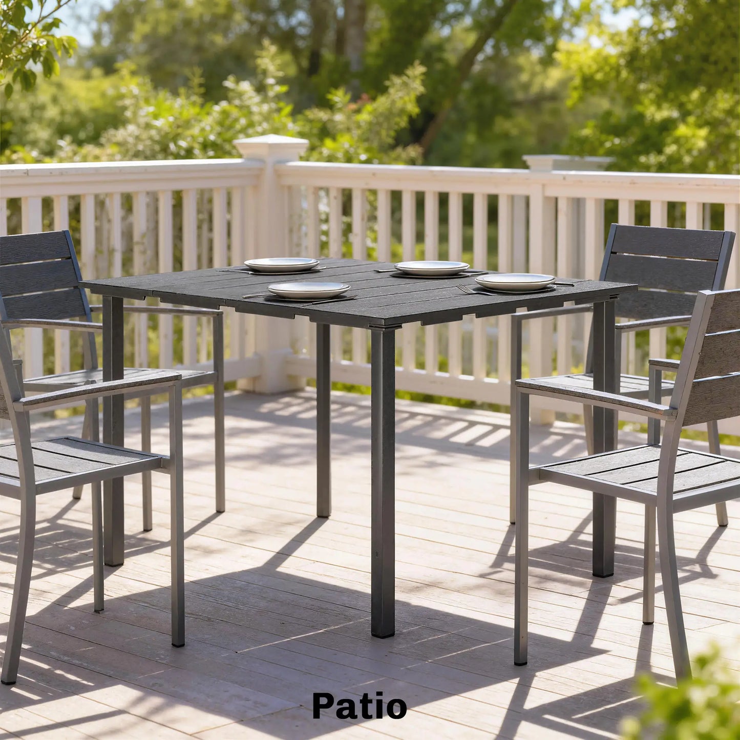 Rectangular Patio Table, HDPE Top Metal Frame, Outdoor Dining For 4 Patio Dining Tables at Gallery Canada