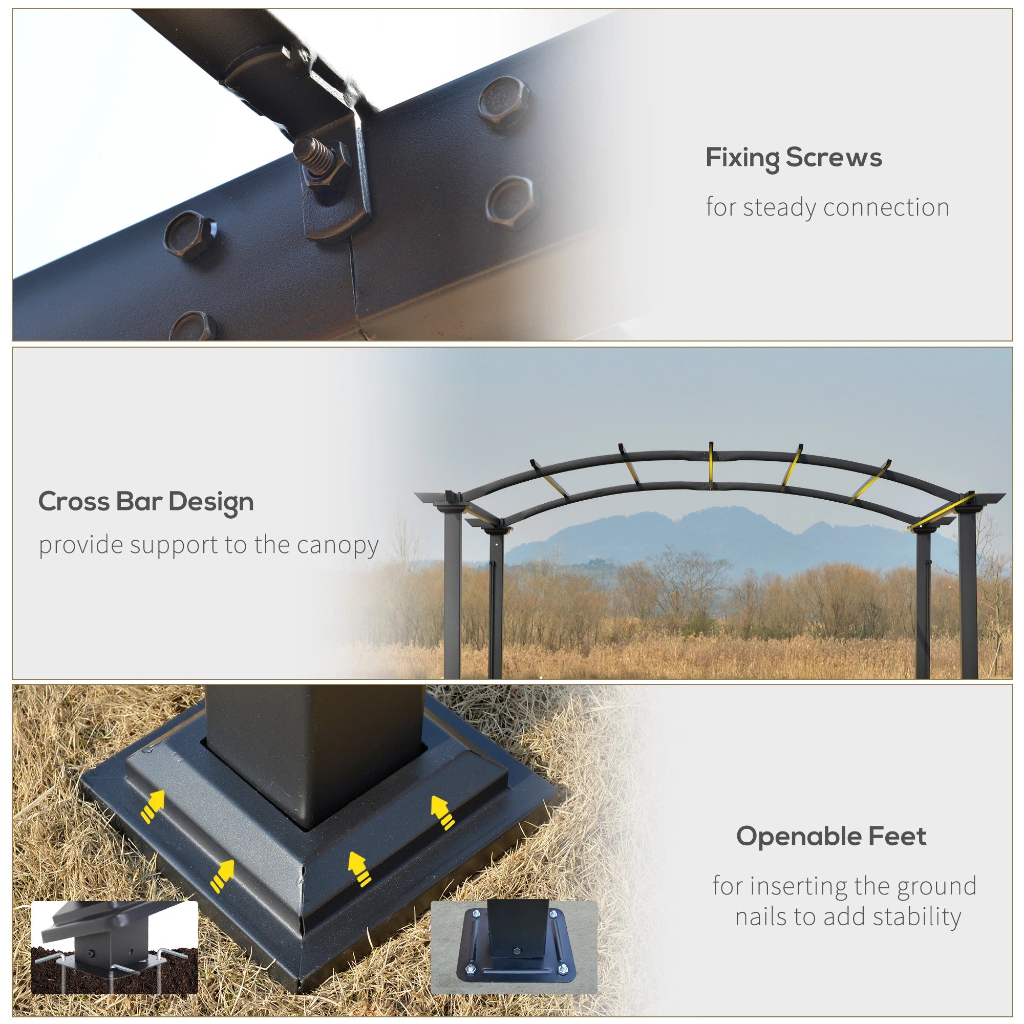 10' x 8' Outdoor Retractable Canopy, Steel Frame Pergola, Beige Pergolas at Gallery Canada