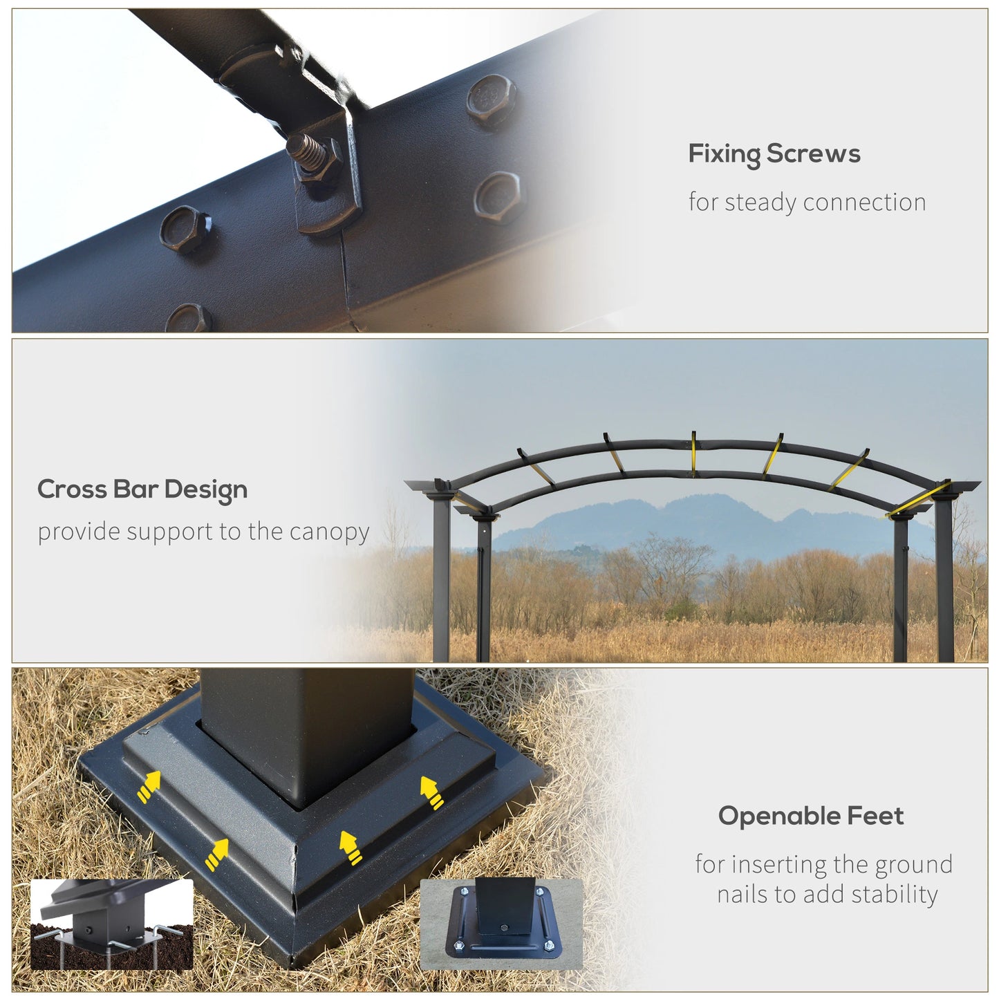 10' x 8' Outdoor Retractable Canopy, Steel Frame Pergola, Beige Pergolas at Gallery Canada