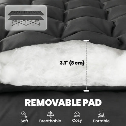 32" Extra Wide Folding Camping Cot Set, Soft Pad, Non-Slip Feet, Carry Bag, Black Camping Cots at Gallery Canada