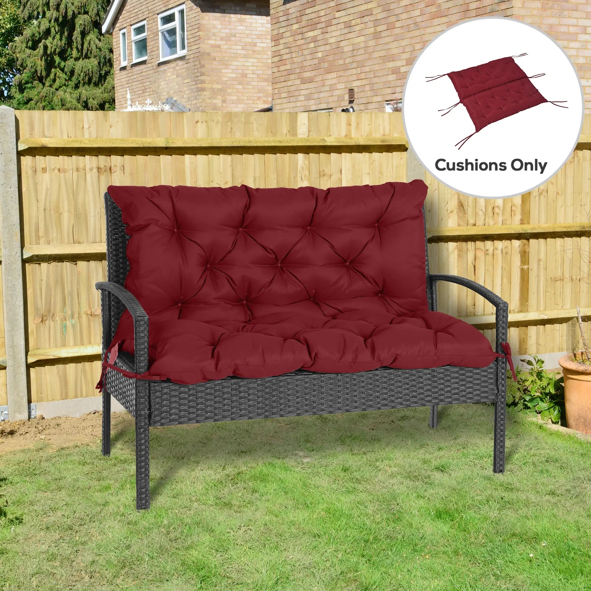 Porch Swing Cushion, Garden Bench Cushion with Backrest, Non-Slip 2-Seater, 39.4