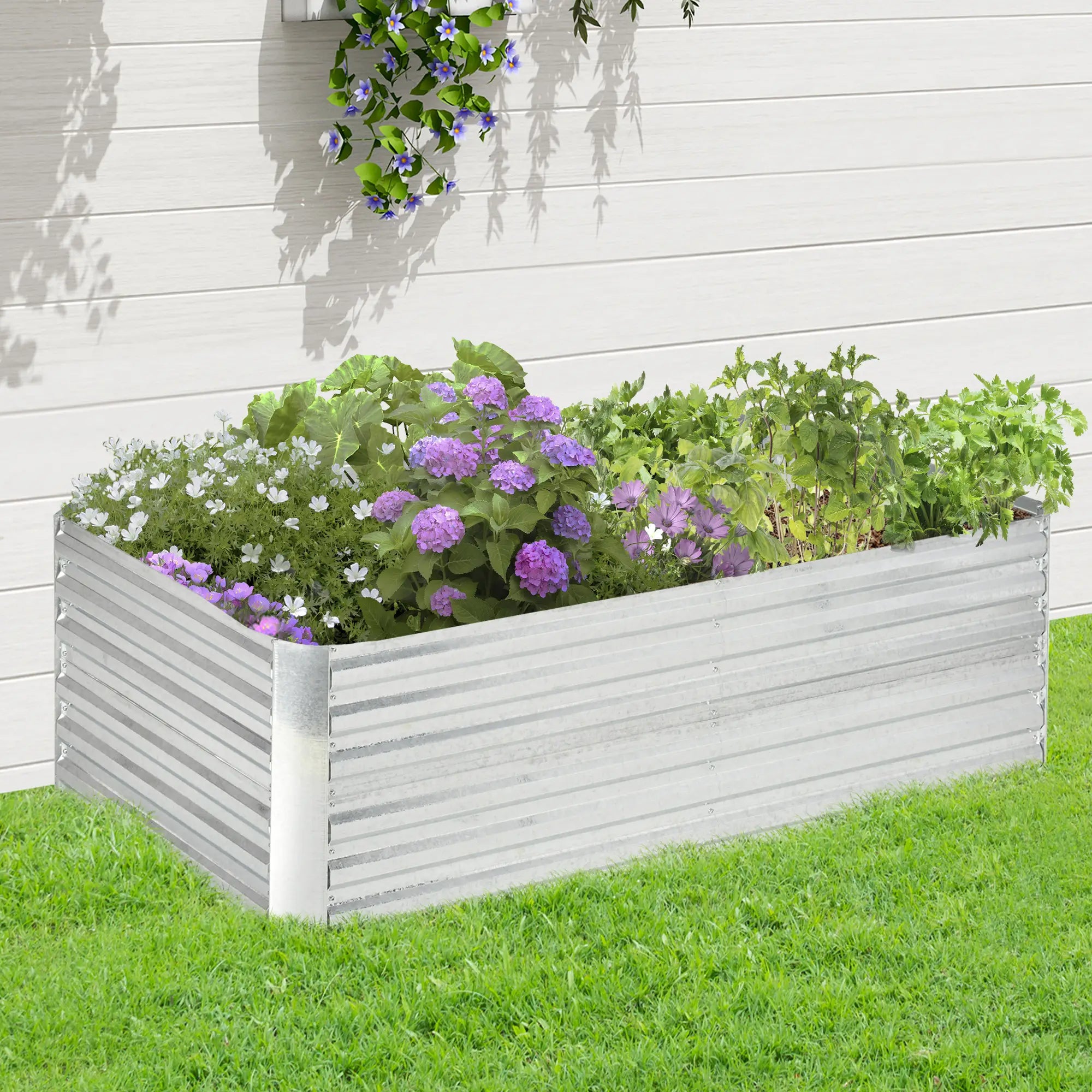 Galvanized Raised Garden Bed, Steel Outdoor Planter, 71'' x 35'' x 23'', Silver Galvanized Planter Boxes at Gallery Canada
