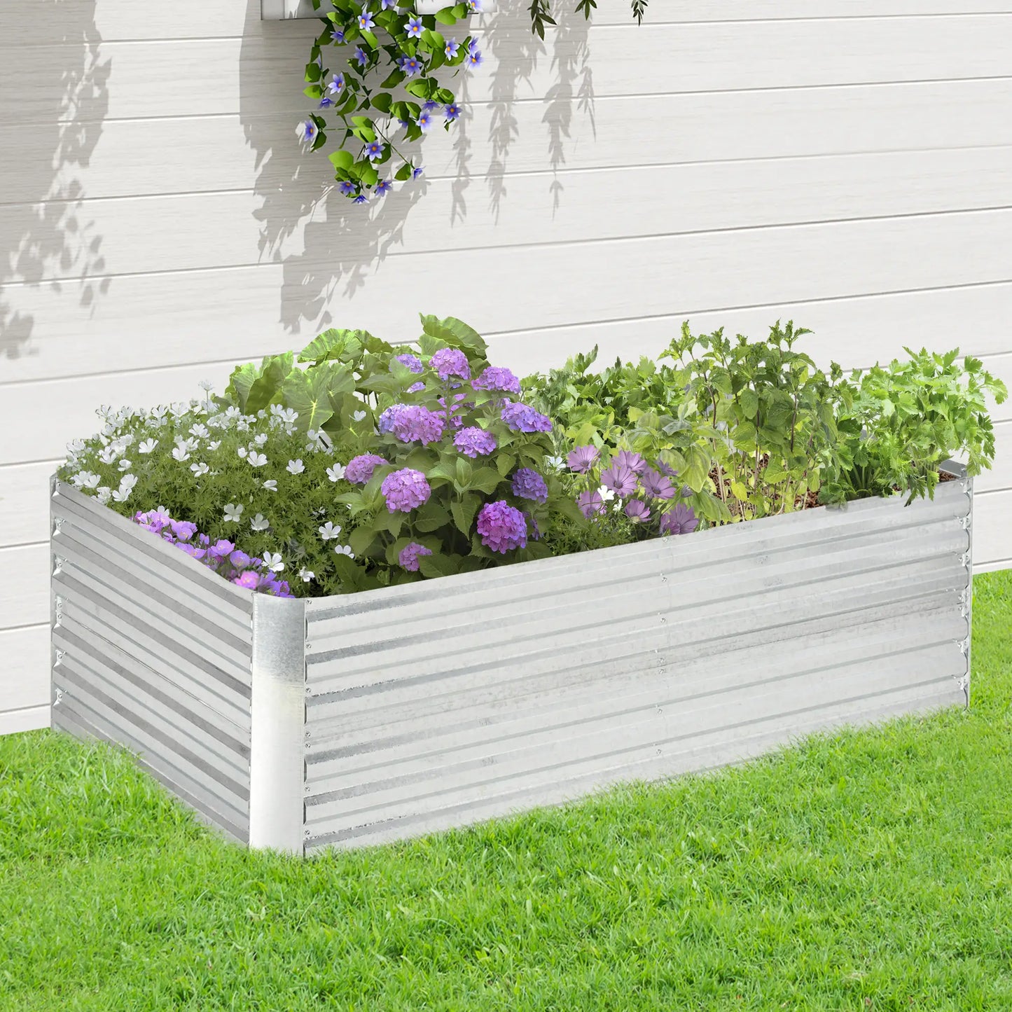 Galvanized Raised Garden Bed, Steel Outdoor Planter, 71'' x 35'' x 23'', Silver Galvanized Planter Boxes at Gallery Canada