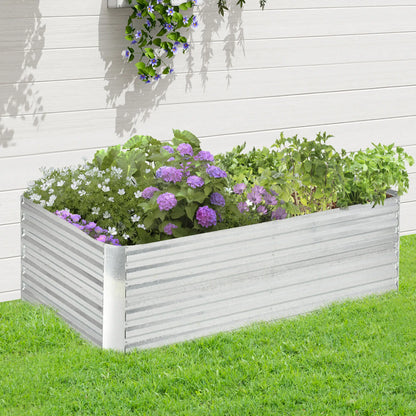 Galvanized Raised Garden Bed, Steel Outdoor Planter, 71'' x 35'' x 23'', Silver Galvanized Planter Boxes at Gallery Canada