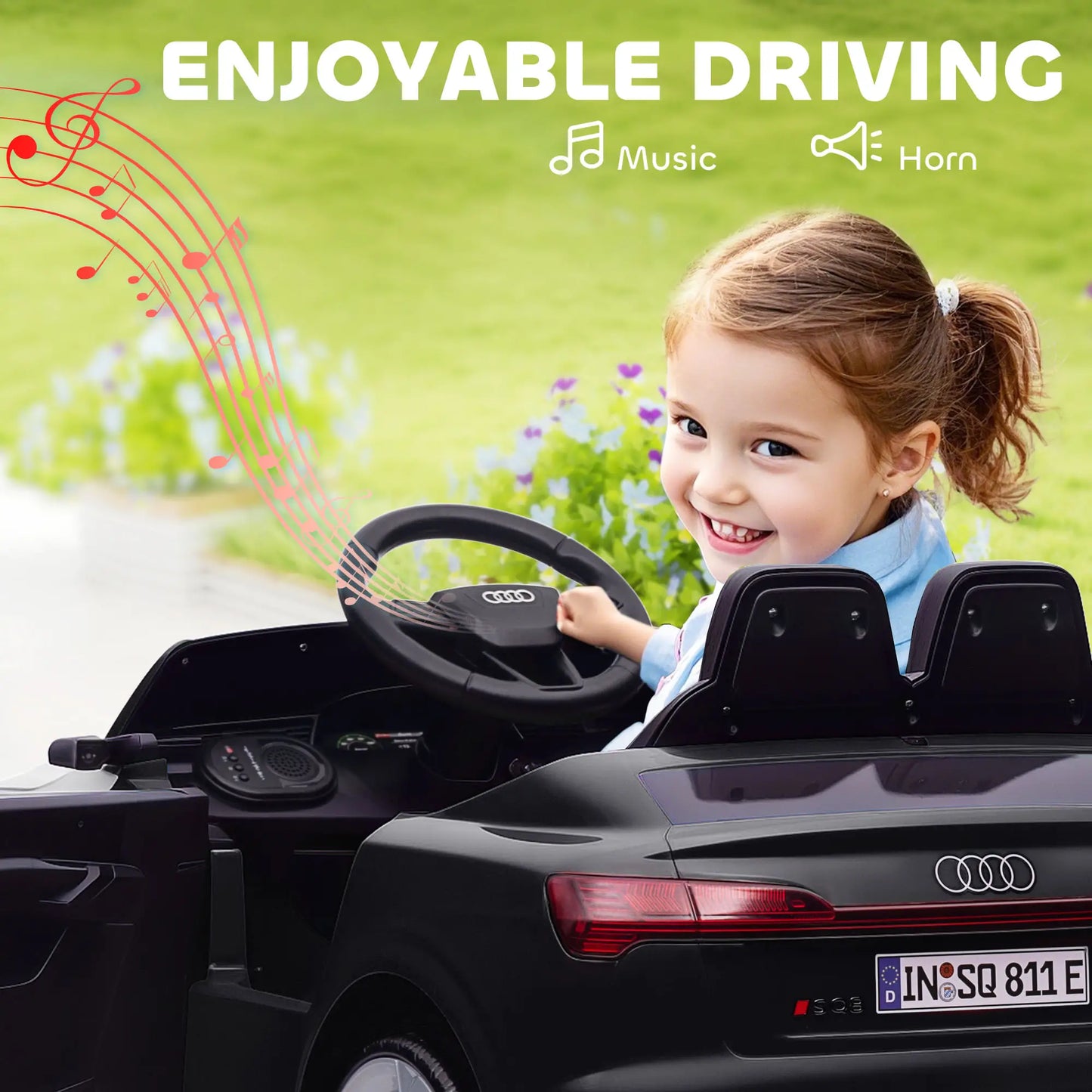 12V Kids Electric Car, Audi Q8 E-Tron Sportback, Remote Control, Black Electric Toy Cars at Gallery Canada