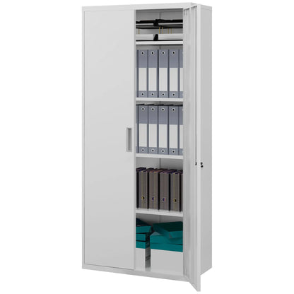 71" Tall Garage Cabinet, Metal Storage, 2 Doors, 4 Adjustable Shelves, White Office Cabinets & Cupboards White at Gallery Canada