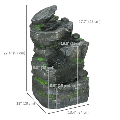 4 Tier Cascading Water Fountain with LED Lights, Pump, Outdoor Water Fountains at Gallery Canada