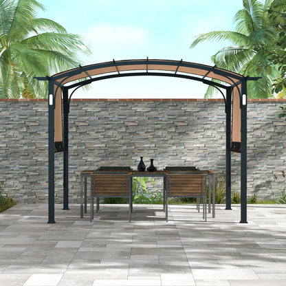 9.5' x 11' Outdoor Pergola Patio Gazebo with Retractable Canopy and LED Lights, for BBQ, Lawn, Backyard at Gallery Canada
