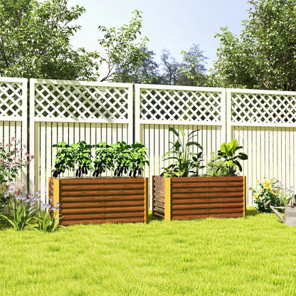 Set of 2 Galvanized Metal Planters, 4' x 2' x 2', Distressed Dark Brown, Dark Brown Raised Garden Beds at Gallery Canada