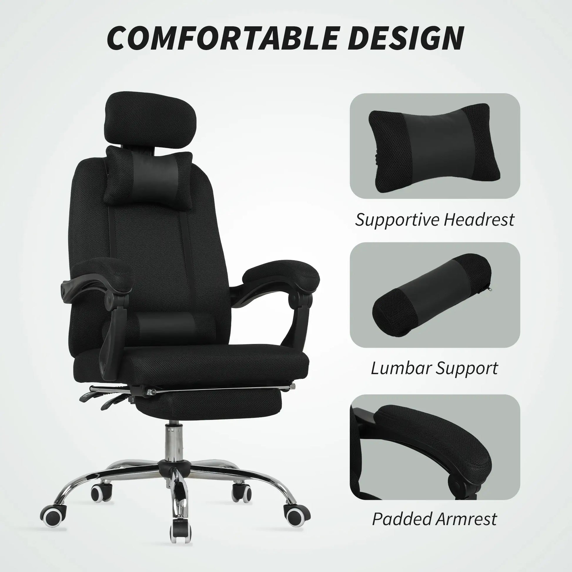 Ergonomic Executive High Back Office Chair, Footrest, Lumbar Support, Black Executive & Manager Chairs at Gallery Canada