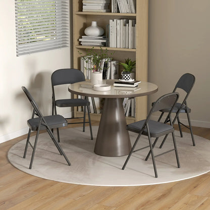 4 Pack Folding Chairs, Padded Seats, Velvet, Steel Frame, Dark Grey Dining Chairs at Gallery Canada