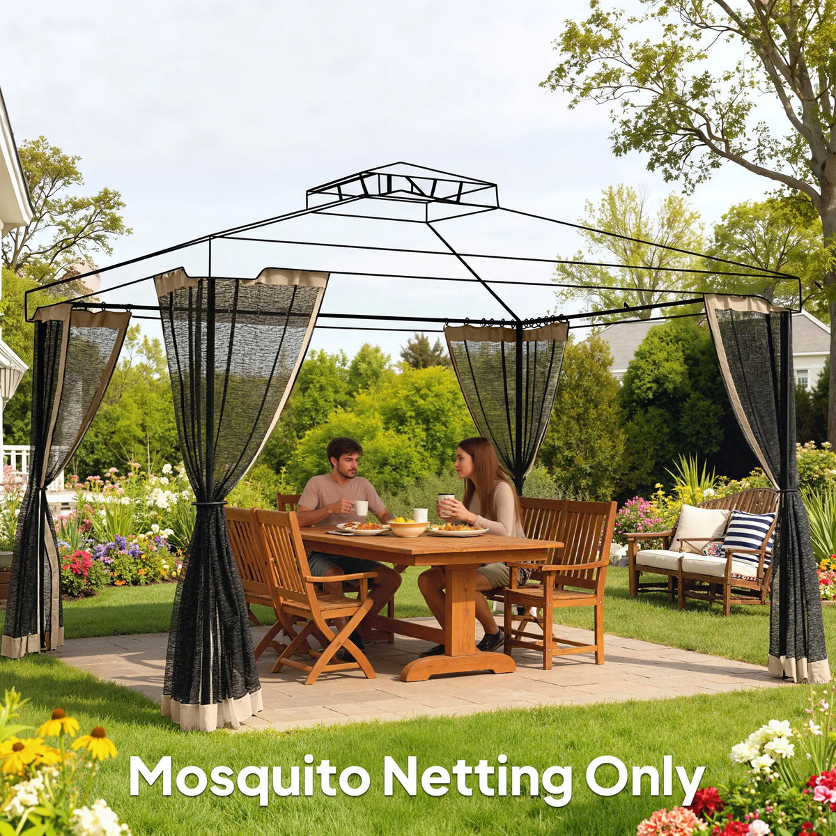 Replacement Mosquito Netting, 10' x 12', Beige, Black Gazebo Sidewalls at Gallery Canada