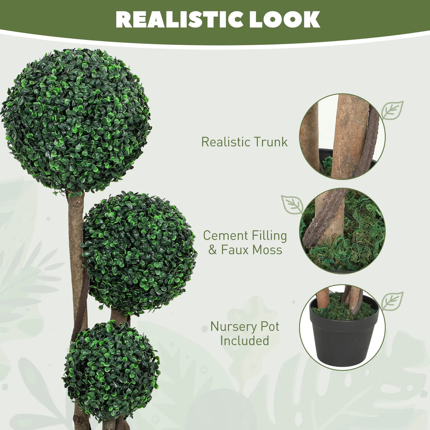 35 Inch Artificial Boxwood Topiary Tree Set of 2, Indoor Outdoor, Green Artificial Trees at Gallery Canada