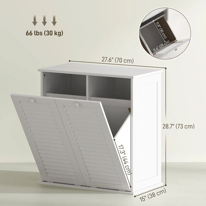 Tilt Out Laundry Cabinet, 2 Baskets, 2 Louvered Doors, White Bathroom Cabinets at Gallery Canada