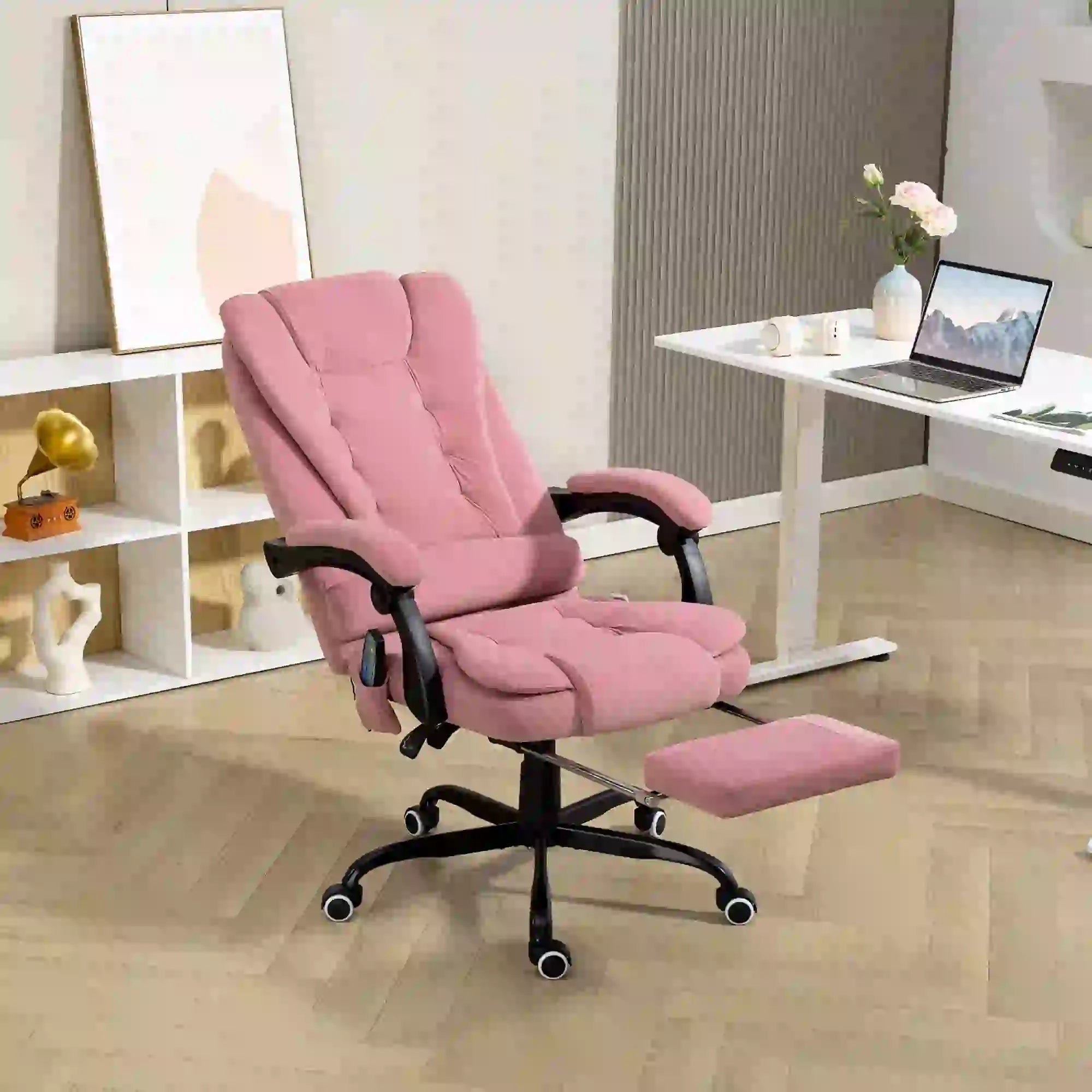 7-Point Vibrating Massage Chair, Reclining with Footrest, Pink Massage Chairs at Gallery Canada