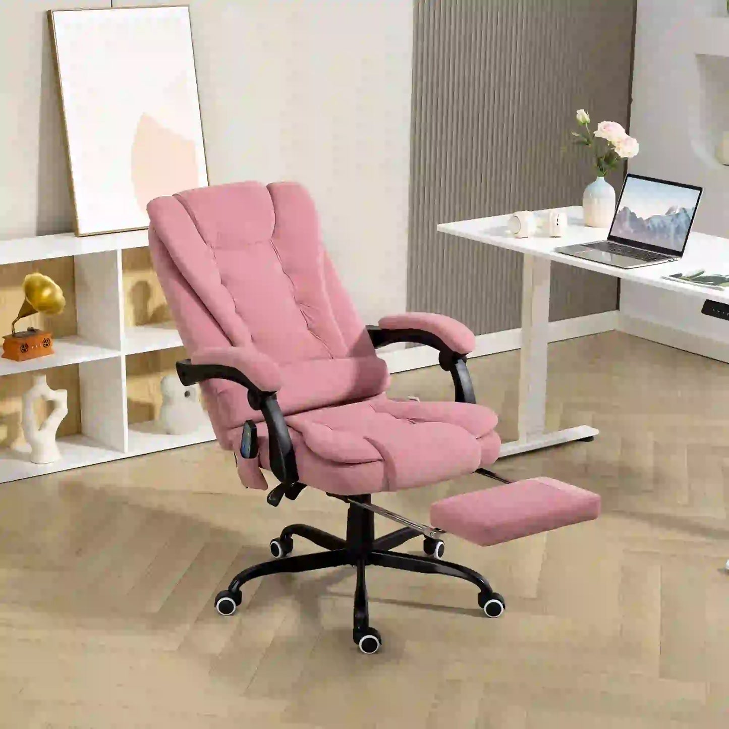 7-Point Vibrating Massage Chair, Reclining with Footrest, Pink Massage Chairs at Gallery Canada
