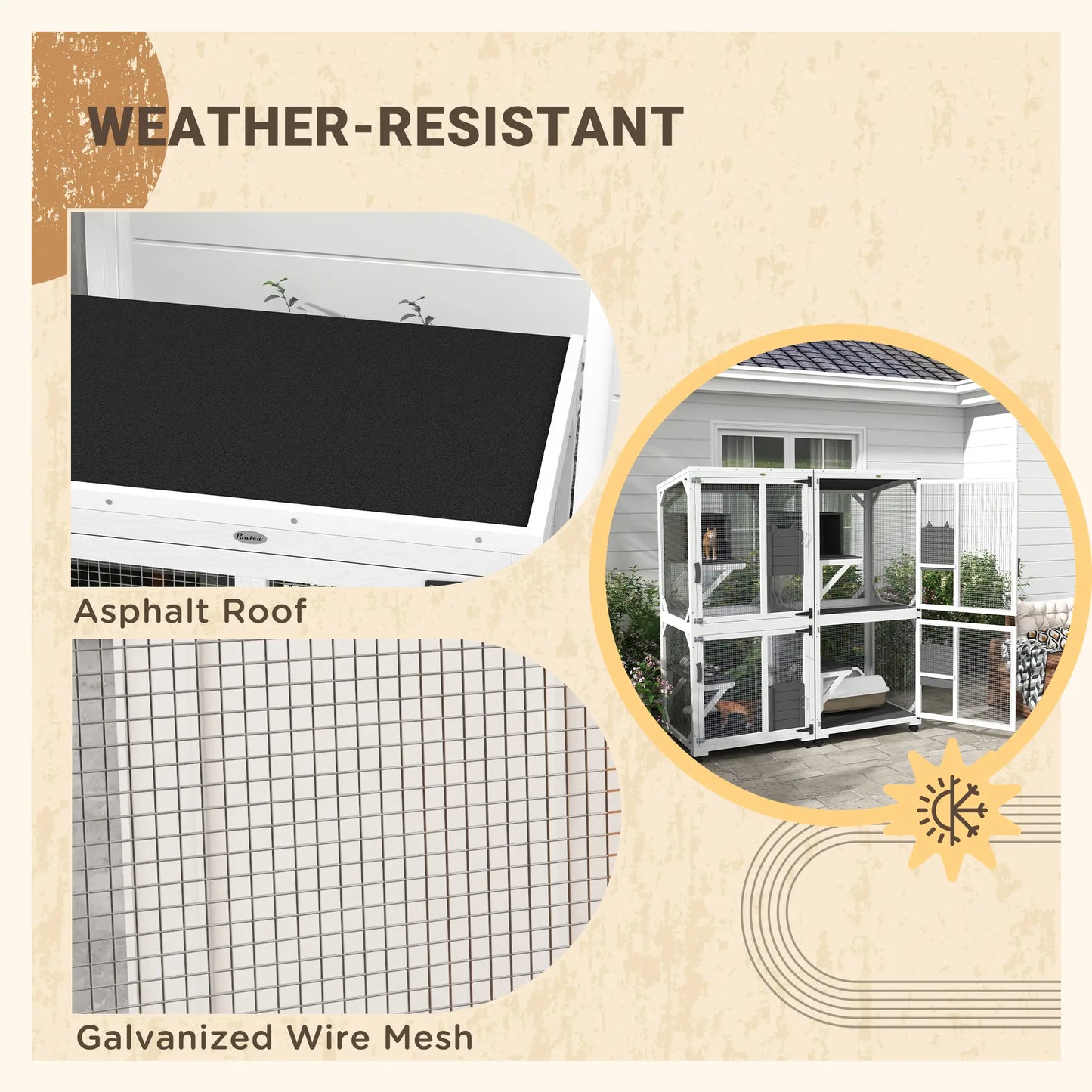 Outdoor Catio, Elevated Design with Wheels, Resting Box, Water-Resistant, Grey, White Outdoor Cat Enclosures at Gallery Canada