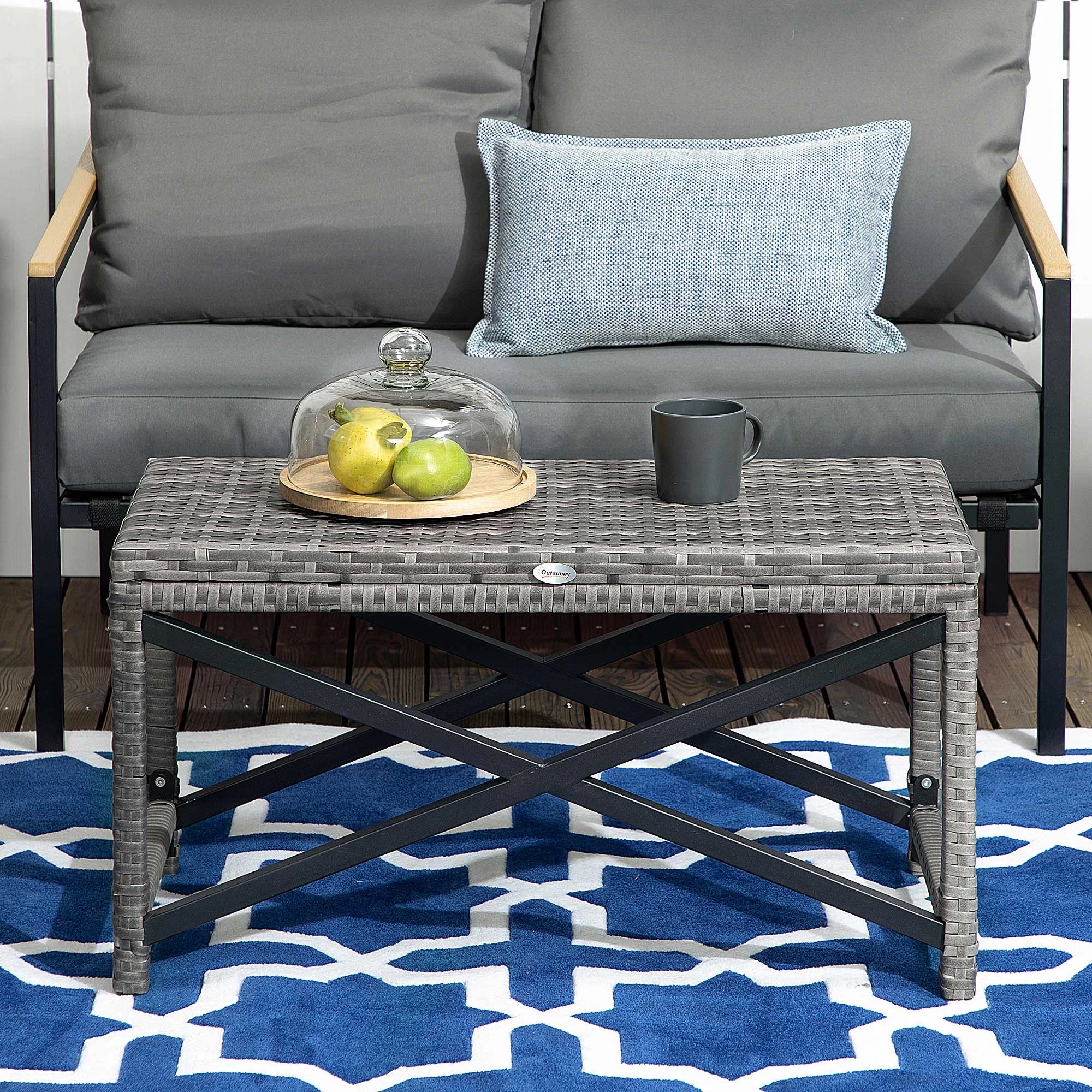Outdoor PE Rattan End Table, Patio Balcony Side Table, Mixed Gray Patio Side Tables at Gallery Canada