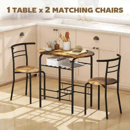 Dining Table Set Of 3, Kitchen Table And Chairs, Rustic Brown Dining Table Sets at Gallery Canada