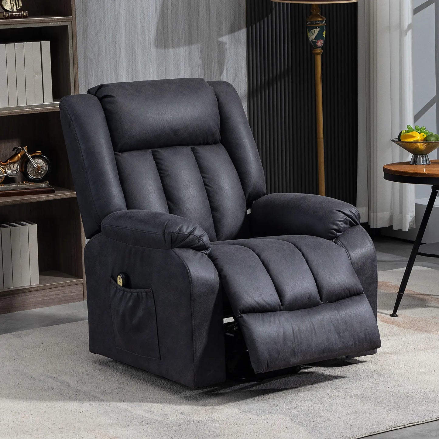 Electric Recliner Chair, Microfibre Upholstery, Remote, Charcoal Grey Electric Power Lift Chairs at Gallery Canada