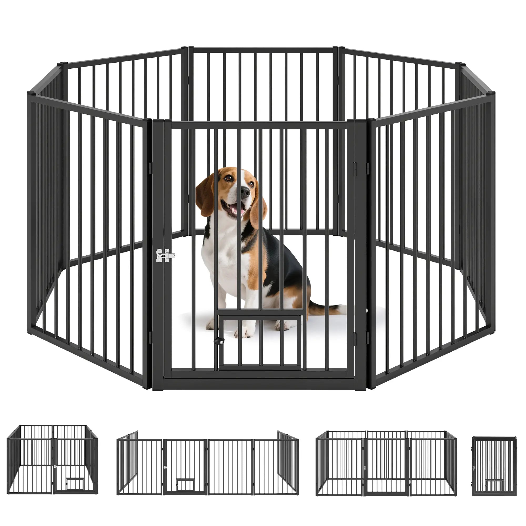 8 Panels Dog Playpen, Foldable Portable, Small Medium Dogs, 30