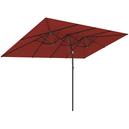 Double-Sided Patio Umbrella with Tilt, Adjustable Height, 12 Ribs, Wine Red Sun Umbrellas at Gallery Canada