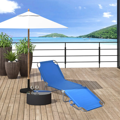 Folding Outdoor Lounge Chair, Portable Reclining Beach Lounger, Blue Lounger Chairs at Gallery Canada