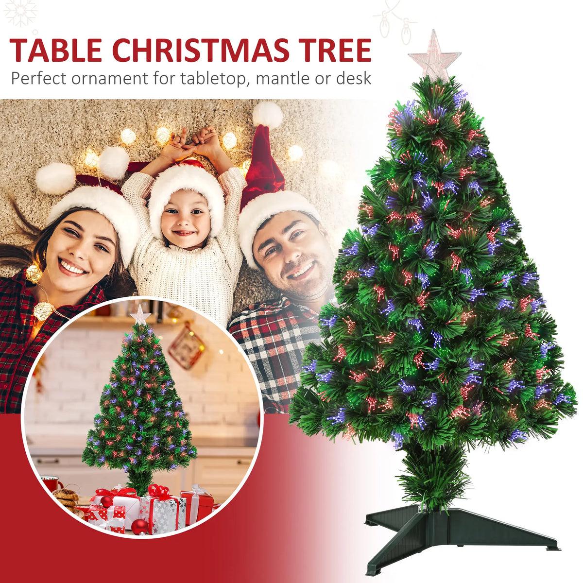 2.5FT Prelit Artificial Christmas Tree, Fiber Optics, Green Artificial Christmas Trees at Gallery Canada